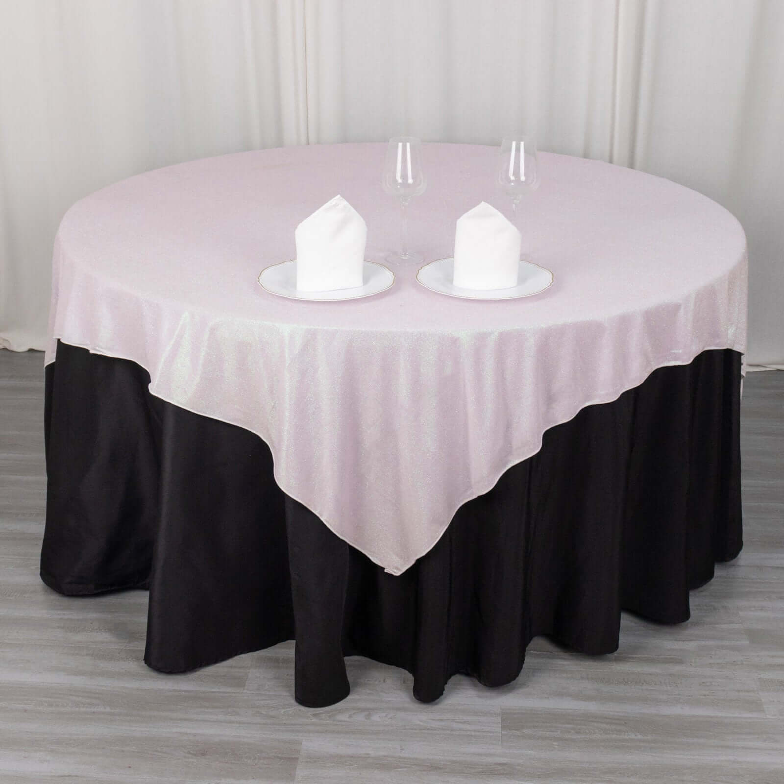 Polyester 72"x72" Table Overlay Square Tablecloth Iridescent - Glitter Sparkle Table Topper - Bell Racket Store