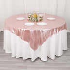 Polyester 72"x72" Table Overlay Square Tablecloth Rose Gold - Sequin Dots Wrinkle - Free Table Cover - Bell Racket Store