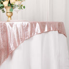 Polyester 72"x72" Table Overlay Square Tablecloth Rose Gold - Sequin Dots Wrinkle - Free Table Cover - Bell Racket Store