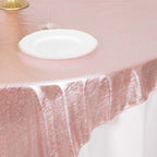 Polyester 72"x72" Table Overlay Square Tablecloth Rose Gold - Sequin Dots Wrinkle - Free Table Cover - Bell Racket Store