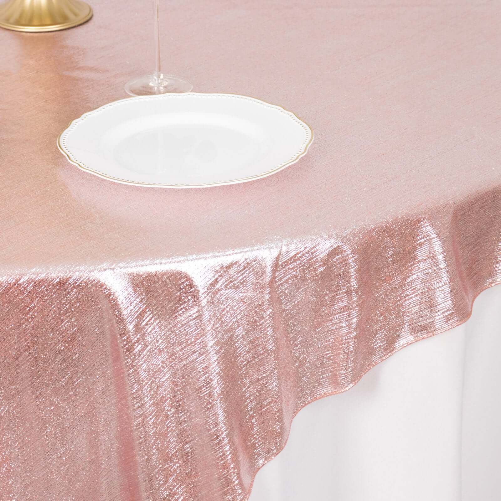 Polyester 72"x72" Table Overlay Square Tablecloth Rose Gold - Sequin Dots Wrinkle - Free Table Cover - Bell Racket Store