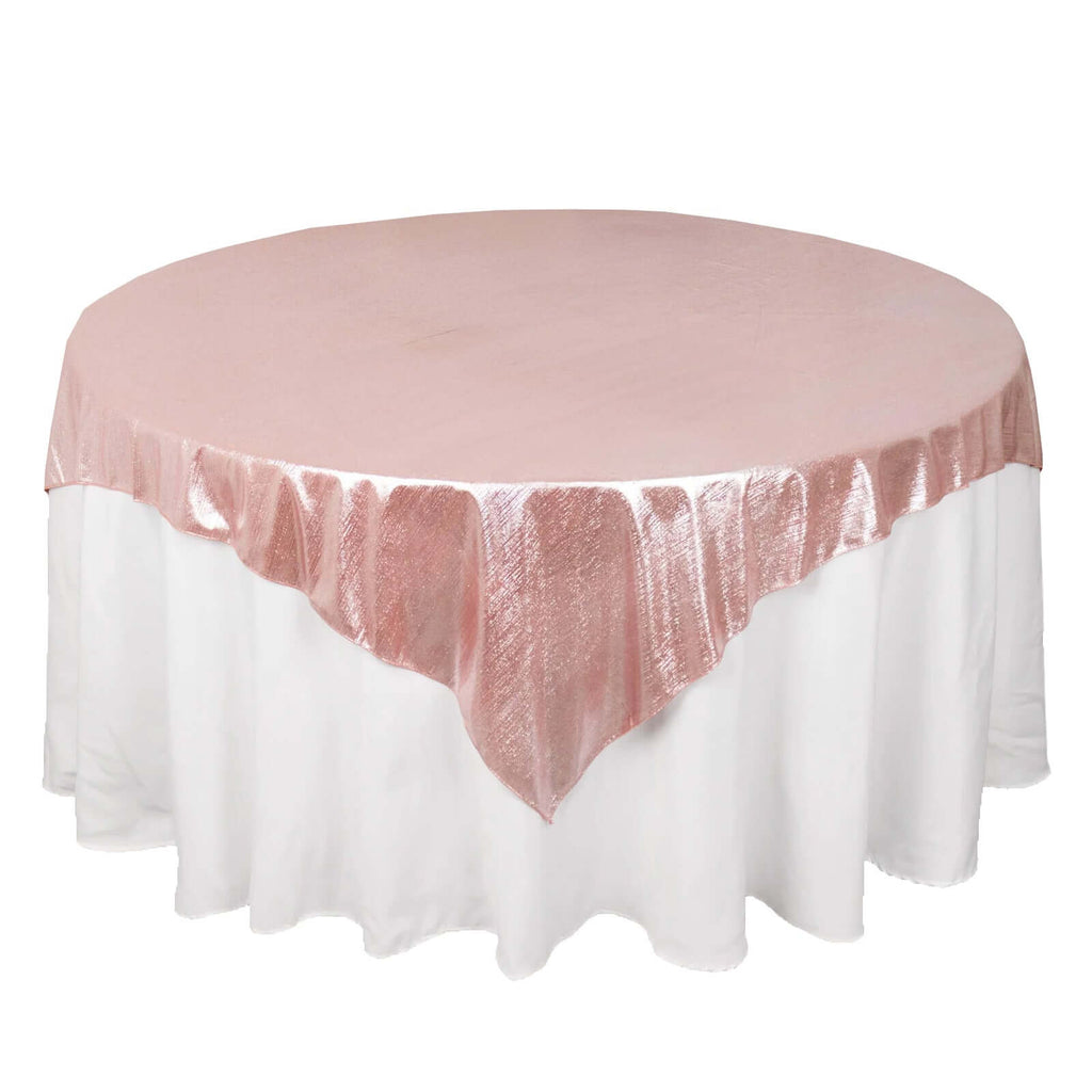 Polyester 72"x72" Table Overlay Square Tablecloth Rose Gold - Sequin Dots Wrinkle - Free Table Cover - Bell Racket Store