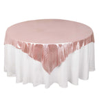 Polyester 72"x72" Table Overlay Square Tablecloth Rose Gold - Sequin Dots Wrinkle - Free Table Cover - Bell Racket Store