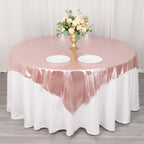 Polyester 72"x72" Table Overlay Square Tablecloth Rose Gold - Sequin Dots Wrinkle - Free Table Cover - Bell Racket Store
