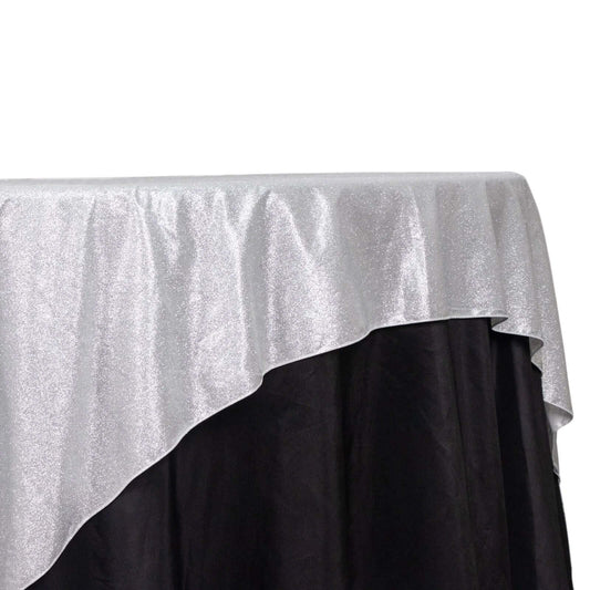 Polyester 72"x72" Table Overlay Square Tablecloth Silver - Glitter Sparkle Table Topper - Bell Racket Store