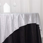 Polyester 72"x72" Table Overlay Square Tablecloth Silver - Glitter Sparkle Table Topper - Bell Racket Store