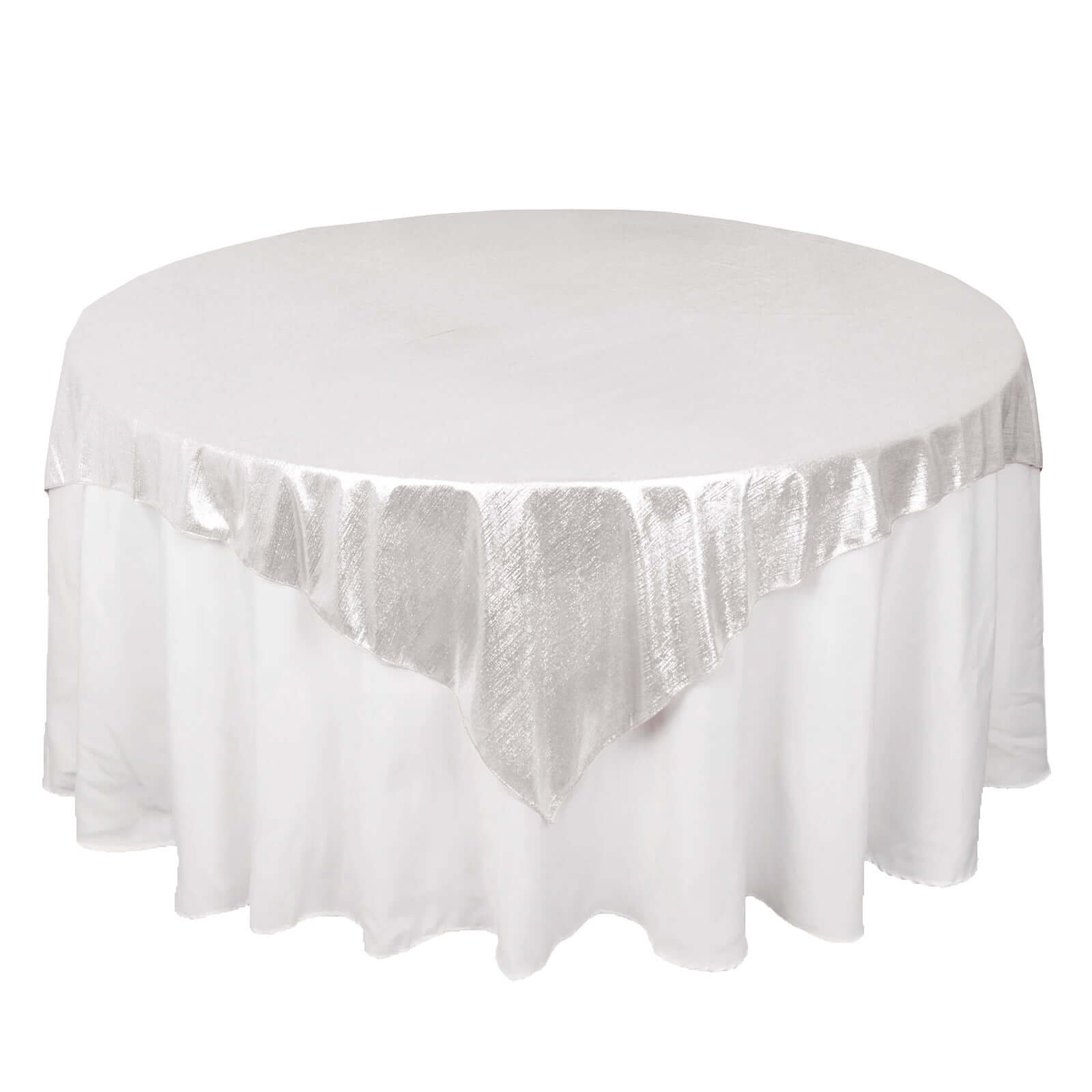 Polyester 72"x72" Table Overlay Square Tablecloth Silver - Sequin Dots Wrinkle - Free Table Cover - Bell Racket Store