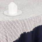 Polyester 72"x72" Table Overlay Square Tablecloth White Fringe Shag Design for Stylish Celebrations - Bell Racket Store