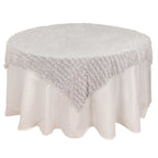 Polyester 72"x72" Table Overlay Square Tablecloth White Fringe Shag Design for Stylish Celebrations - Bell Racket Store