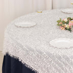 Polyester 72"x72" Table Overlay Square Tablecloth White Fringe Shag Design for Stylish Celebrations - Bell Racket Store
