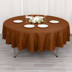 Polyester 90" Round Tablecloth Cinnamon Brown - Stain & Wrinkle - Resistant Table Cover - Bell Racket Store