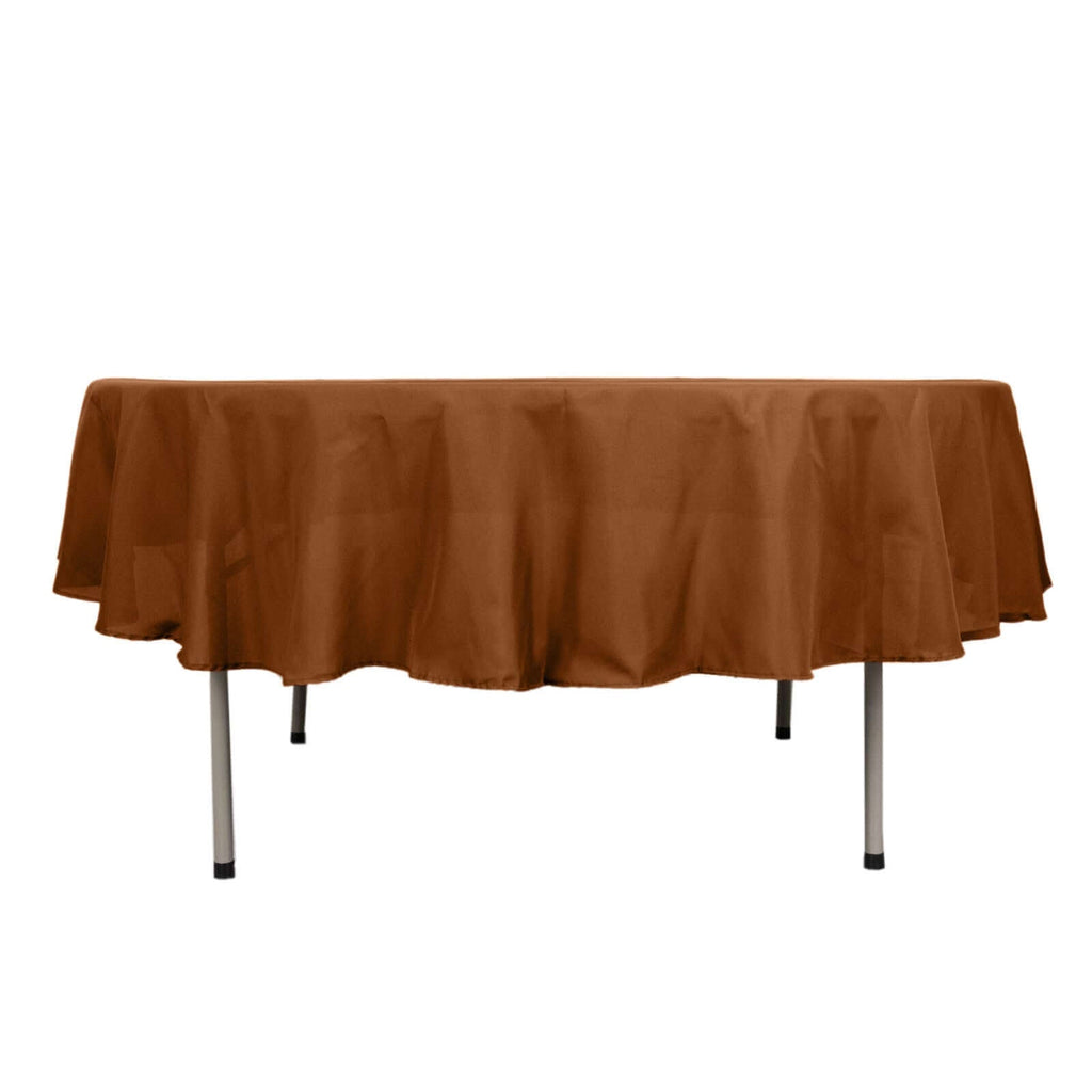 Polyester 90" Round Tablecloth Cinnamon Brown - Stain & Wrinkle - Resistant Table Cover - Bell Racket Store