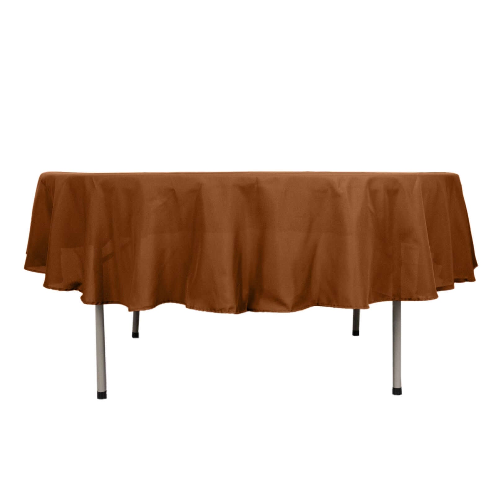 Polyester 90" Round Tablecloth Cinnamon Brown - Stain & Wrinkle - Resistant Table Cover - Bell Racket Store