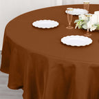 Polyester 90" Round Tablecloth Cinnamon Brown - Stain & Wrinkle - Resistant Table Cover - Bell Racket Store