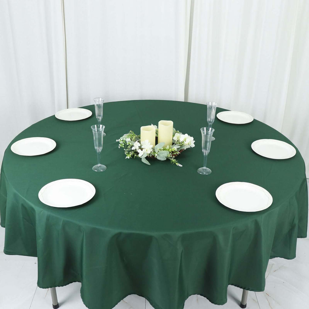 Polyester 90" Round Tablecloth Hunter Emerald Green - Stain & Wrinkle - Resistant Table Cover - Bell Racket Store