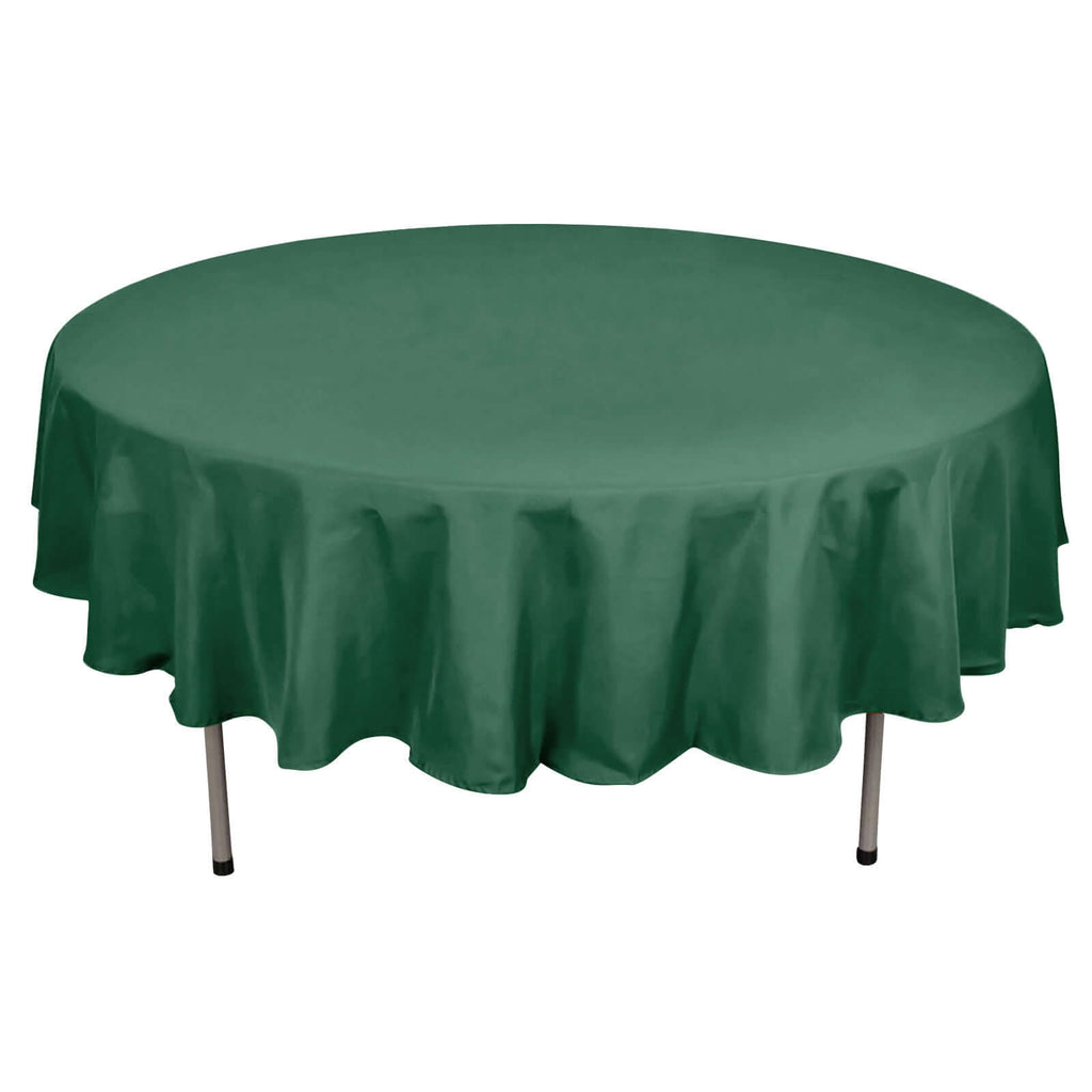 Polyester 90" Round Tablecloth Hunter Emerald Green - Stain & Wrinkle - Resistant Table Cover - Bell Racket Store