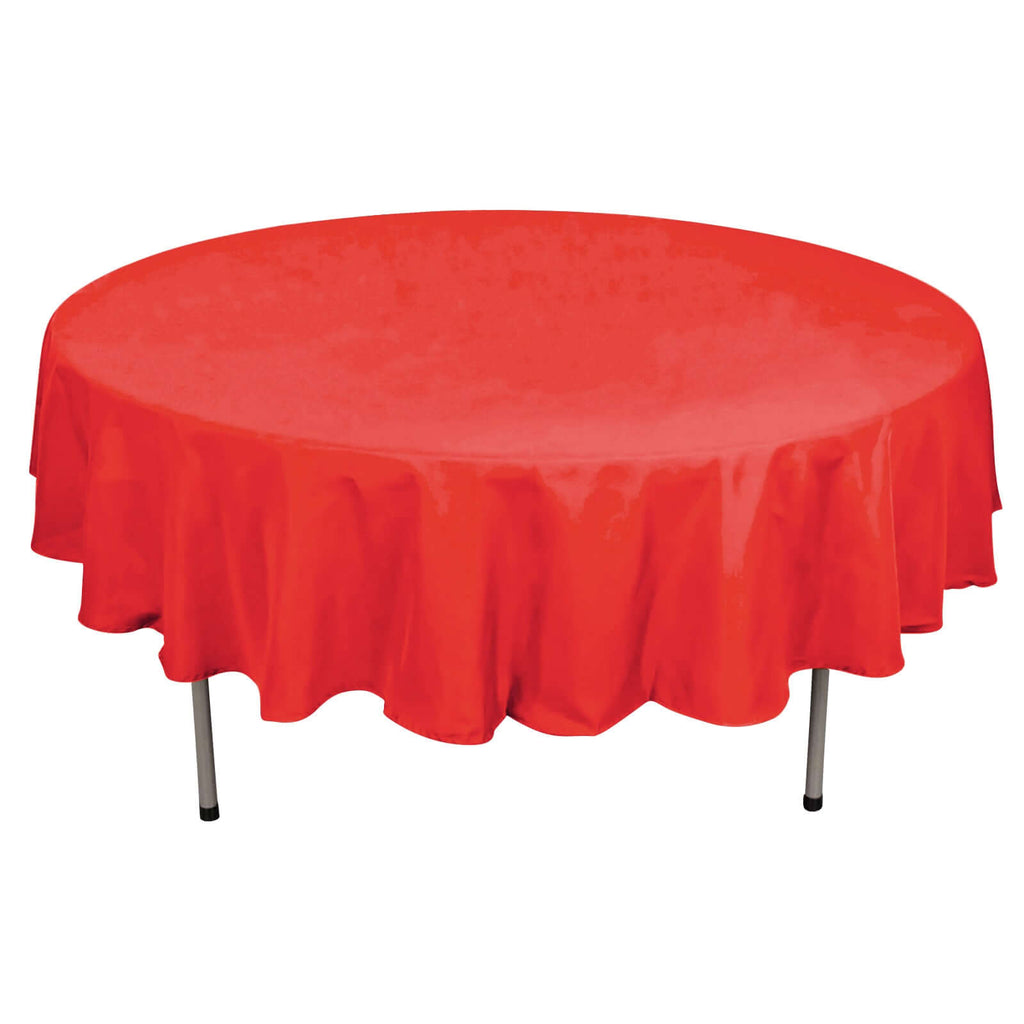 Polyester 90" Round Tablecloth Red - Stain & Wrinkle-Resistant Table Cover