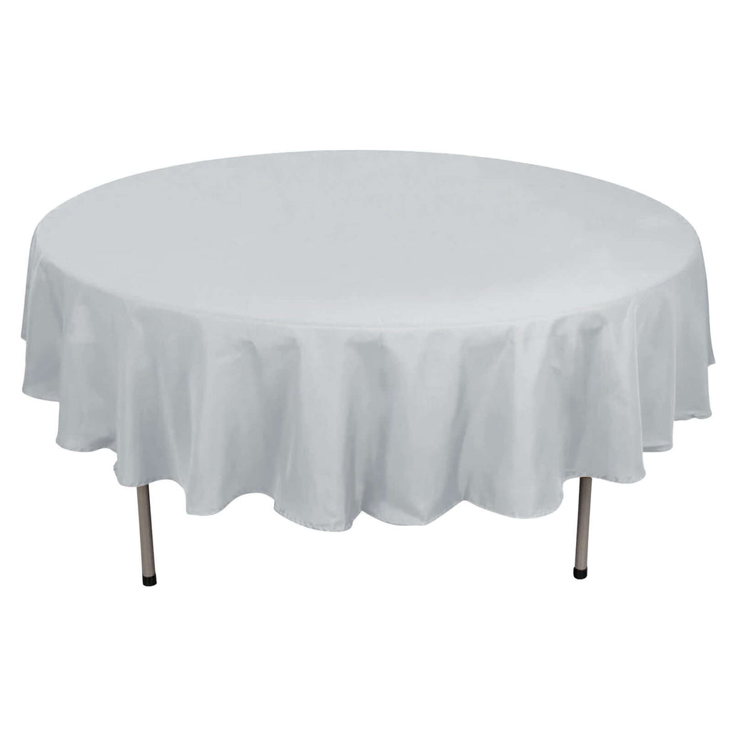 Polyester 90" Round Tablecloth Silver - Stain & Wrinkle-Resistant Table Cover