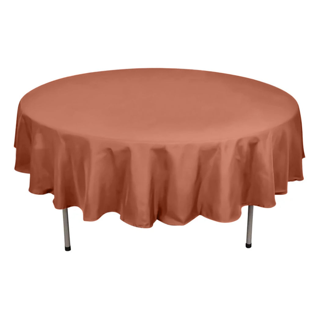 Polyester 90" Round Tablecloth Terracotta (Rust) - Stain & Wrinkle - Resistant Table Cover - Bell Racket Store