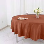 Polyester 90" Round Tablecloth Terracotta (Rust) - Stain & Wrinkle - Resistant Table Cover - Bell Racket Store