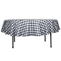 Polyester 90" Round Tablecloth White/Black - Checkered Buffalo Plaid Design for Casual Occasions