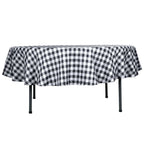 Polyester 90" Round Tablecloth White/Black - Checkered Buffalo Plaid Design for Casual Occasions