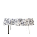 Polyester 90" Round Tablecloth White - Black French Toile Pattern for Chic Weddings - Bell Racket Store