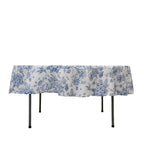 Polyester 90" Round Tablecloth White - Blue French Toile Pattern for Chic Weddings - Bell Racket Store