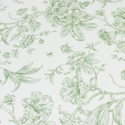 Polyester 90" Round Tablecloth White - Dusty Sage Green French Toile Pattern for Chic Weddings - Bell Racket Store