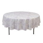 Polyester 90" Round Tablecloth White - Lavender Lilac French Toile Pattern for Chic Weddings - Bell Racket Store