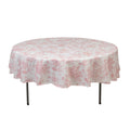 Polyester 90" Round Tablecloth White - Pink French Toile Pattern for Chic Weddings - Bell Racket Store