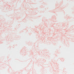 Polyester 90" Round Tablecloth White - Pink French Toile Pattern for Chic Weddings - Bell Racket Store