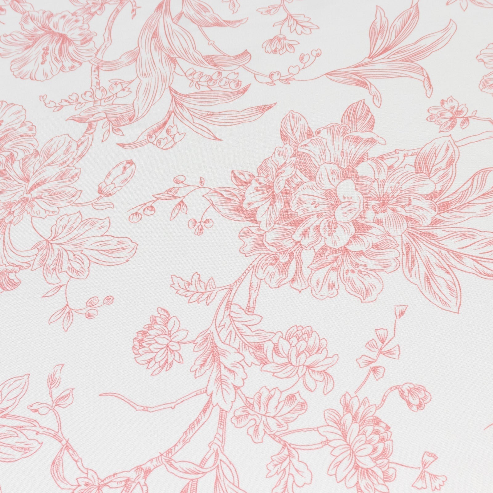 Polyester 90" Round Tablecloth White - Pink French Toile Pattern for Chic Weddings - Bell Racket Store