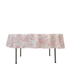 Polyester 90" Round Tablecloth White - Pink French Toile Pattern for Chic Weddings - Bell Racket Store