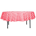 Polyester 90" Round Tablecloth White/Red - Checkered Buffalo Plaid Table Cover