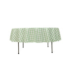 Polyester 90" Round Tablecloth White/Sage Green - Checkered Buffalo Plaid Table Cover - Bell Racket Store