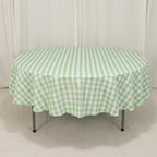 Polyester 90" Round Tablecloth White/Sage Green - Checkered Buffalo Plaid Table Cover - Bell Racket Store