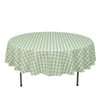 Polyester 90" Round Tablecloth White/Sage Green - Checkered Buffalo Plaid Table Cover - Bell Racket Store