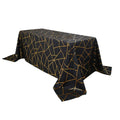Polyester 90"x132" Rectangle Tablecloth Black Seamless with Gold Foil Geometric Pattern - Wrinkle-Resistant Seamless Table Cover