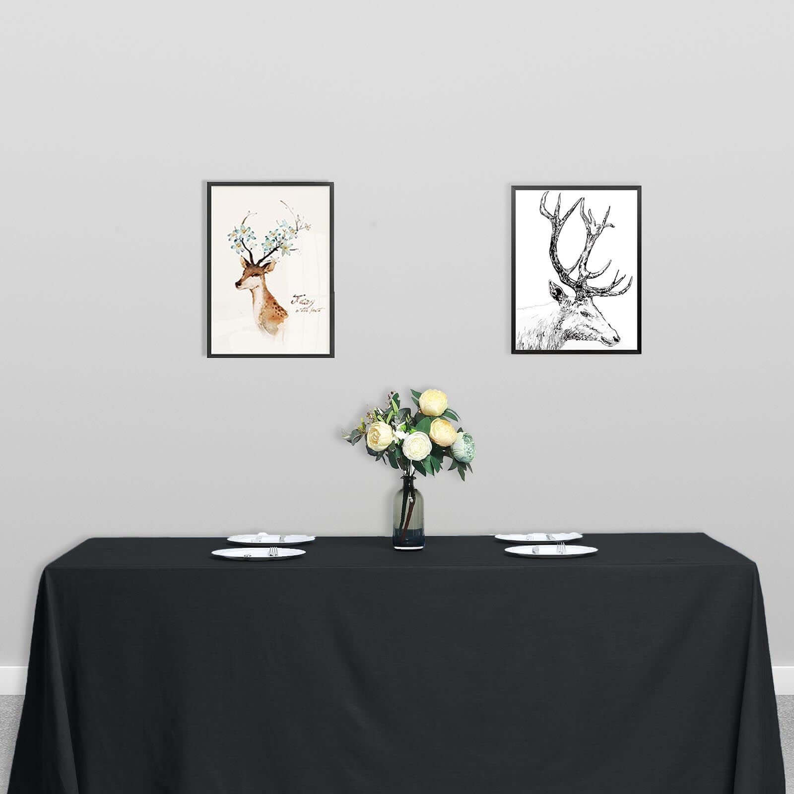 Polyester 90"x132" Rectangle Tablecloth Black - Seamless Wrinkle - Resistant Design for Luxe Celebrations - NestOCart