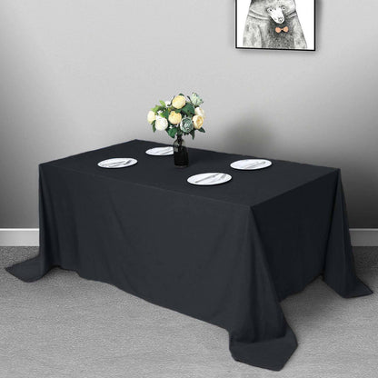 Polyester 90"x132" Rectangle Tablecloth Black - Seamless Wrinkle - Resistant Design for Luxe Celebrations - NestOCart