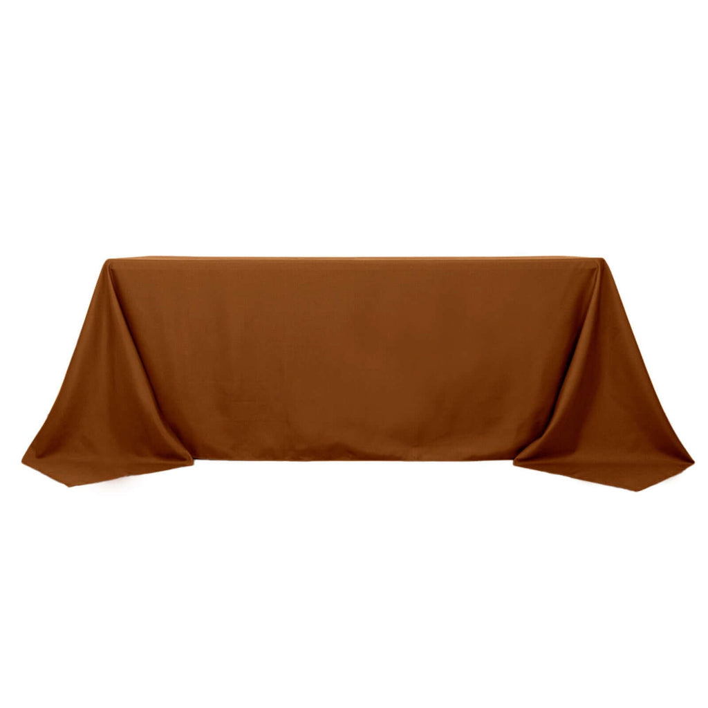 Polyester 90"x132" Rectangle Tablecloth Cinnamon Brown - Seamless Wrinkle - Resistant Table Cover - Bell Racket Store
