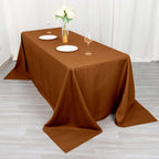 Polyester 90"x132" Rectangle Tablecloth Cinnamon Brown - Seamless Wrinkle - Resistant Table Cover - Bell Racket Store