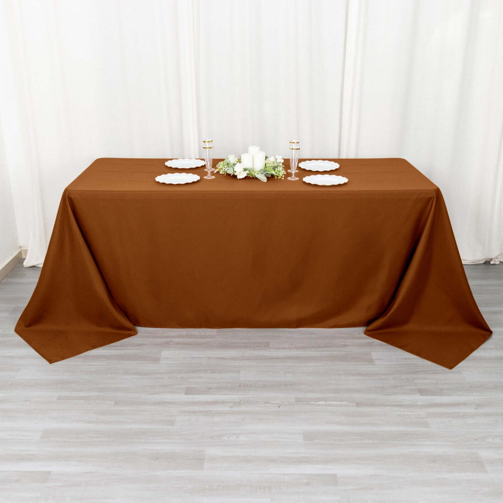 Polyester 90"x132" Rectangle Tablecloth Cinnamon Brown - Seamless Wrinkle - Resistant Table Cover - Bell Racket Store