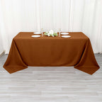 Polyester 90"x132" Rectangle Tablecloth Cinnamon Brown - Seamless Wrinkle - Resistant Table Cover - Bell Racket Store