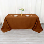 Polyester 90"x132" Rectangle Tablecloth Cinnamon Brown - Seamless Wrinkle - Resistant Table Cover - Bell Racket Store