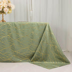 Polyester 90"x132" Rectangle Tablecloth Dusty Sage Green with Gold Foil Tree Branch Pattern - Wrinkle - Resistant Seamless Table Cover - Bell Racket Store