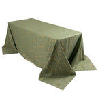 Polyester 90"x132" Rectangle Tablecloth Dusty Sage Green with Gold Foil Tree Branch Pattern - Wrinkle - Resistant Seamless Table Cover - Bell Racket Store