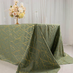 Polyester 90"x132" Rectangle Tablecloth Dusty Sage Green with Gold Foil Tree Branch Pattern - Wrinkle - Resistant Seamless Table Cover - Bell Racket Store