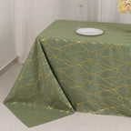 Polyester 90"x132" Rectangle Tablecloth Dusty Sage Green with Gold Foil Tree Branch Pattern - Wrinkle - Resistant Seamless Table Cover - Bell Racket Store